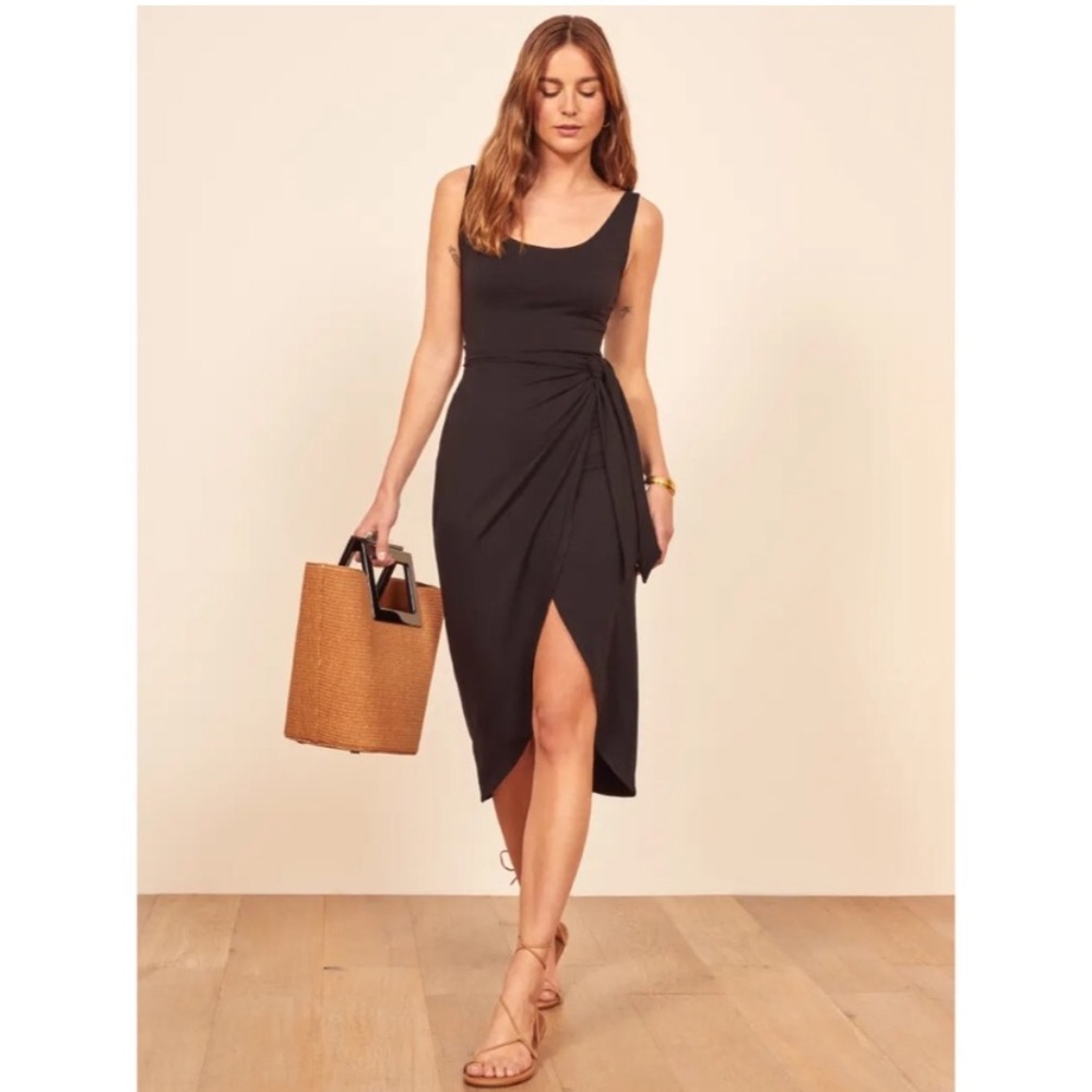Wilfred black wrap casual midi beach dress large